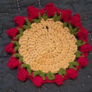 NWOT HANDMADE CROCHETED FLORAL COASTER